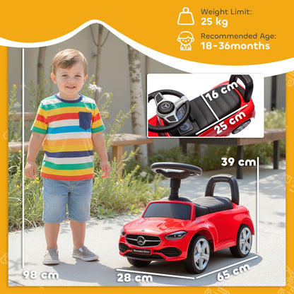 AIYAPLAY Official Mercedes-Benz Ride On Car, Foot to Floor Sliding Walker with Horn, Engine Sounds and Under-Seat Storage, Red