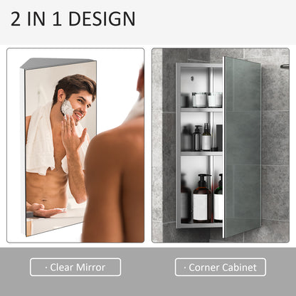 HOMCOM Bathroom Corner Mirror in Silver
