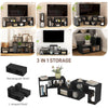 HOMCOM Three-Block Modular TV Stand - Black Wood-Effect