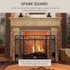 HOMCOM 3 Panel Folding Fire Guard Screen with Fireplace Tool Sets and Front Doors, Freestanding Fire Screen Spark Guard with Feet for Open Fire, Log Burner, Fireplace, 122 x77 cm, Black