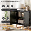 HOMCOM Sideboard, Accent Cabinet with Marble Effect, Adjustable Shelf, Fluted Doors and Drawers, Black