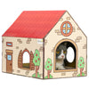 PawHut Two-In-One Cat House, Cat Scratching Board with Scratcher, Catnip, Cat Cardboard Scratcher for Indoor Cats