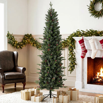 HOMCOM Slim Gracious Pine Xmas Tree in Green