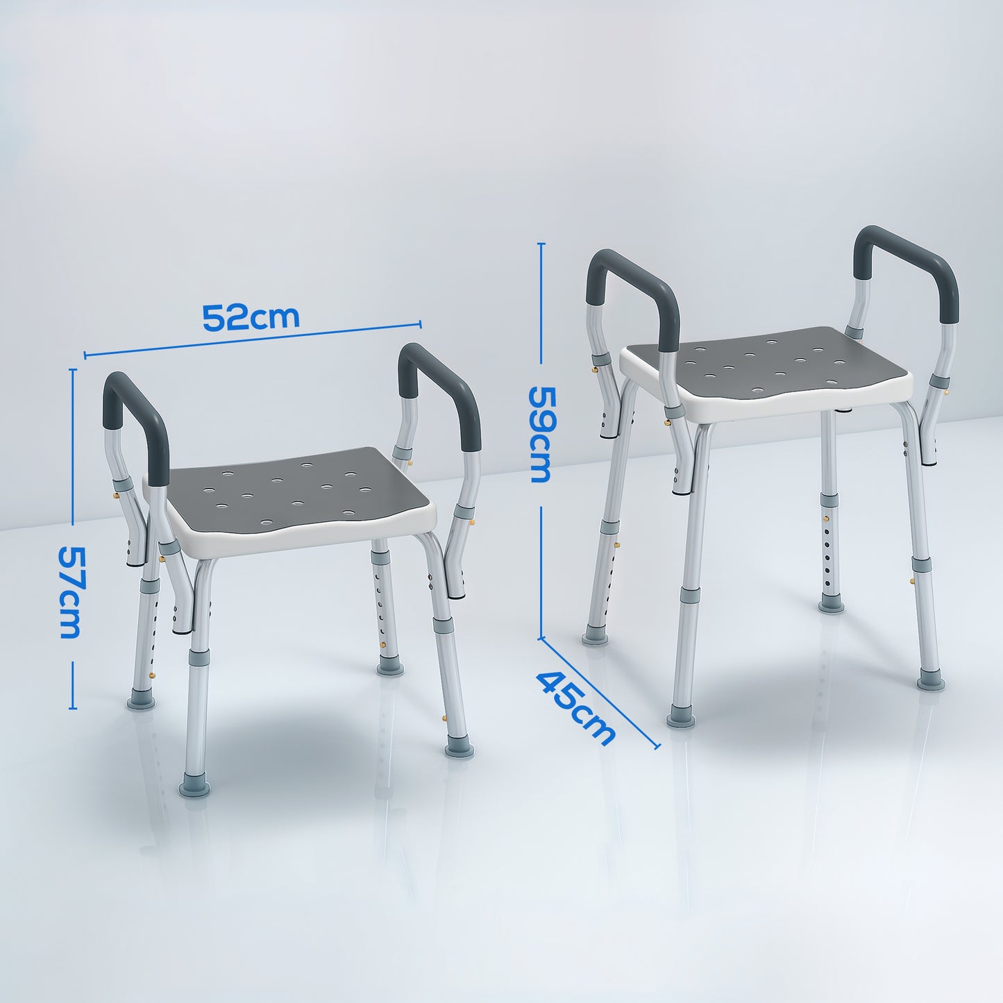 HOMCOM 57-69cm Aluminium Frame Bath Seat