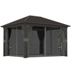 Outsunny 3.6 x 3 m Aluminium Hardtop Gazebo, with Accessories - Dark Grey