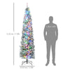 HOMCOM 7.5' Artificial Prelit Christmas Trees Holiday DÃ©cor with Colourful LED Lights, Flocked Tips, Berry, Pine Cone