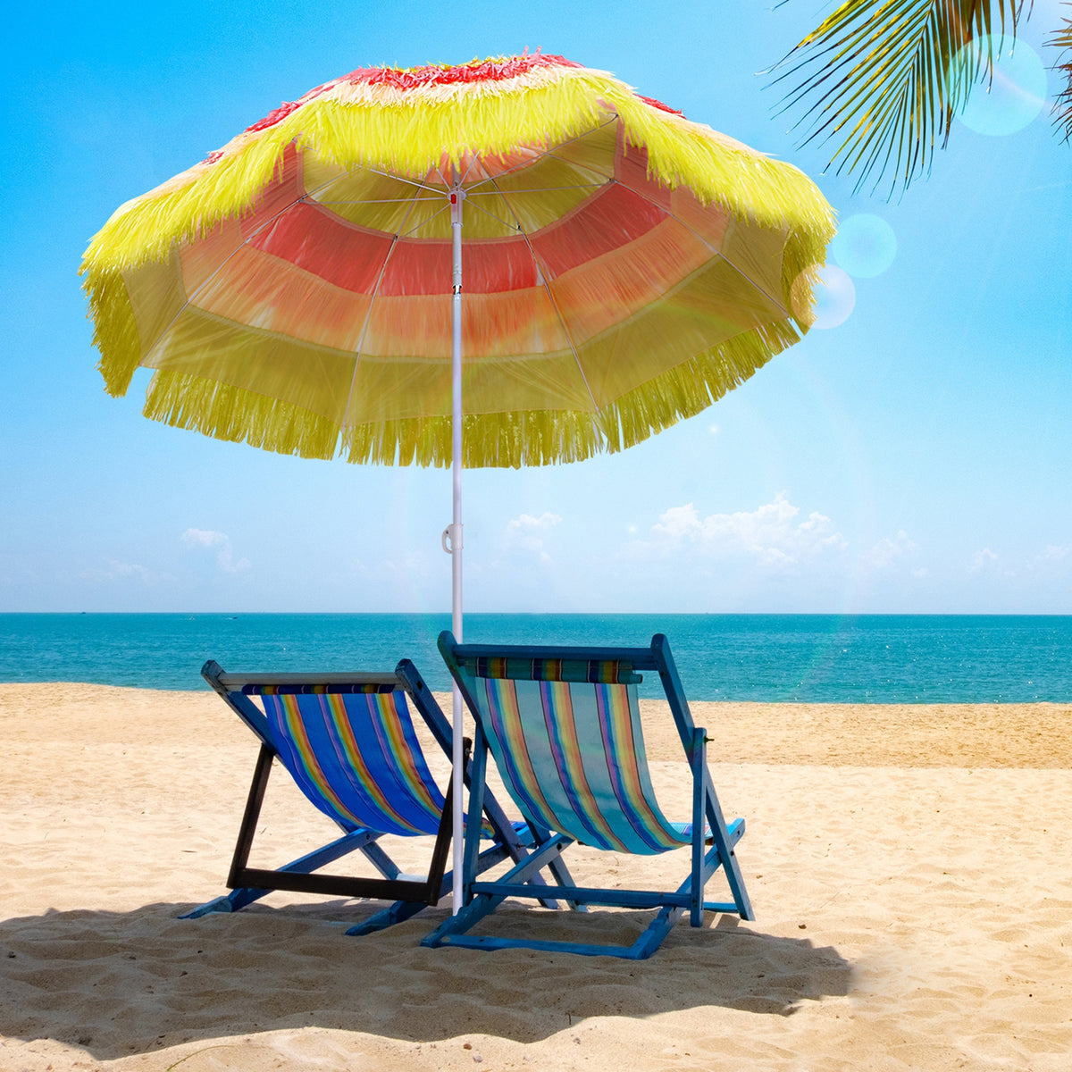 Outsunny 1.6m Garden Hawaii Parasol in Multi Colour