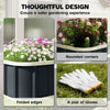Outsunny Galvanised Raised Garden Bed, 4.5 x 2 x 1 ft Metal Planter with Gloves and Folded Edging, Dark Grey