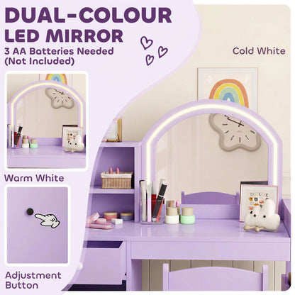 AIYAPLAY Kids Vanity Table and Chair Set in Purple