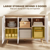 HOMCOM Sideboard Storage Cabinet, Kitchen Cupboard with 3 Doors, 2 Adjustable Shelves and 5 Rubberwood Legs, White and Oak