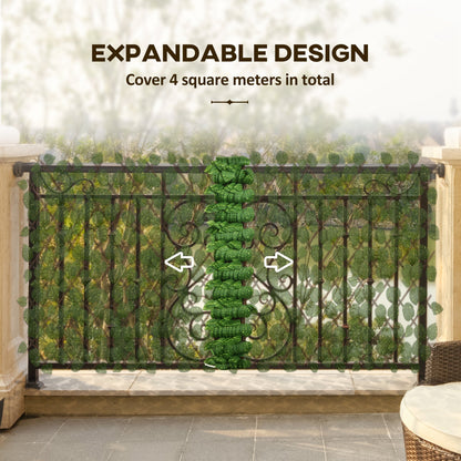Outsunny Set of 2 Expandable Artificial Trellis Hedges - Realistic Leaf Privacy Screen, 2 x 1 m