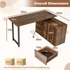 L-Shaped Desk with File Cabinet and Power Outlet-Black and Brown