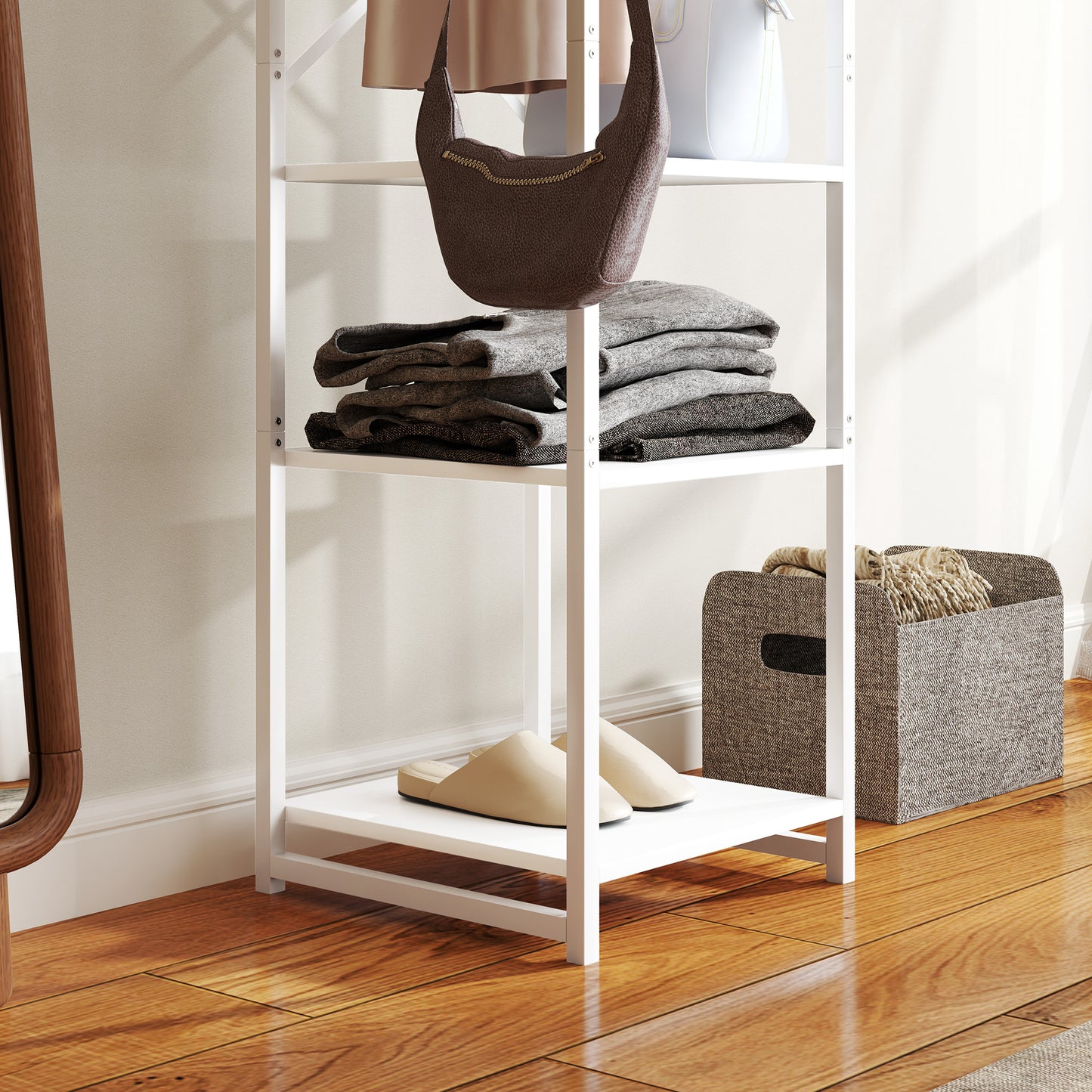 HOMCOM Multi-Storage Clothes Rack - White