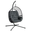 Outsunny Hanging Egg Chair Outdoor Indoor, Swing Hammock Chair with Stand, Cushions, Lumbar Pillow, Adjustable Height and Steel Frame for Garden Patio Lounge Porch, Dark Grey