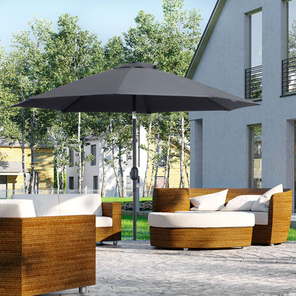Outsunny 2.7M Garden Parasol Umbrella in Charcoal Grey