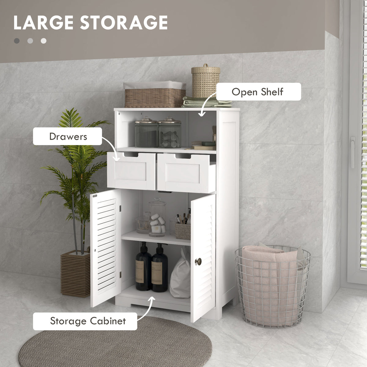 kleankin Three-Part Bathroom Storage Unit in White