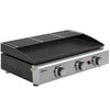 Outsunny 3 Burner Grill Griddle, Portable Gas Plancha with Warming Rack, 7.5 kW, Tabletop Gas BBQ with Grease Cup, Black