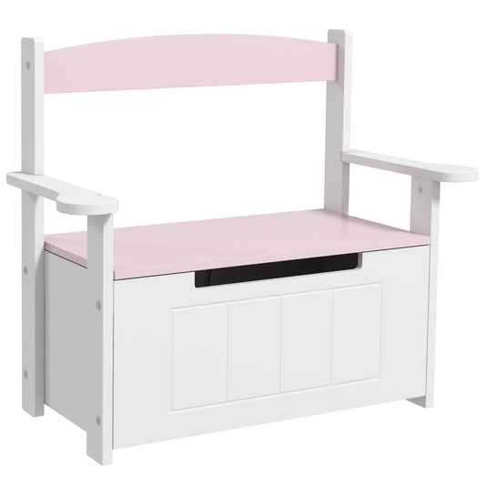 AIYAPLAY 2-in-1 Toy Box for Kids with Lid for Bedroom, Nursery, Playroom, Pink