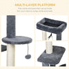 PawHut 100cm Cat Tree for Indoor Cats, Cat Tower Condo for Kittens with Cat House Sisal Scratching Posts, Hanging Ball Toys, Perches - Grey