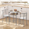 HOMCOM Three-Piece Compact Dining Set - White Marble Effect