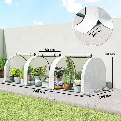 Outsunny 295  x 100 cm Low Tunnel Greenhouse - White