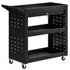 HOMCOM Tool Cart with Lockable Wheels, Rolling Workshop Cart with 3-Tier Trays, Drawer, Pegboards, Black