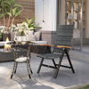 Outsunny Folding Rattan Garden Dining Chair with 5-level Reclining High Back, Wood Armrests for Outdoor, Patio - Mixed-grey