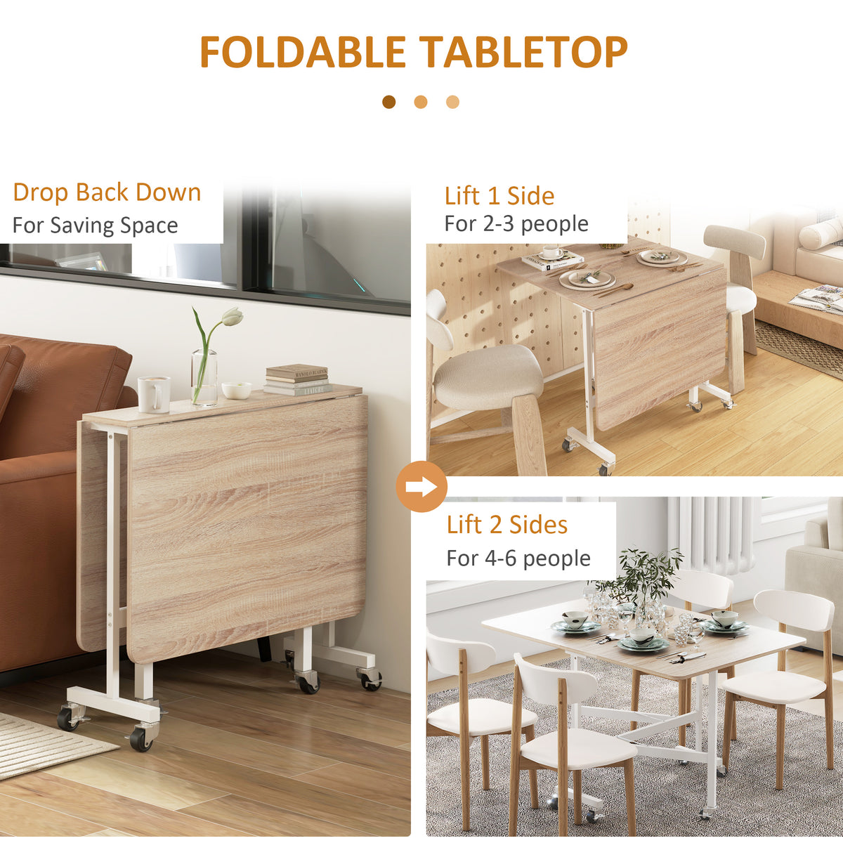 HOMCOM 4-6 Person Drop Leaf Dining Table