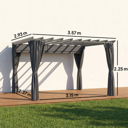 Outsunny Pergola with Retractable Roof Canopy in Dark Grey