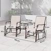 Outsunny Gliding Jack and Jill Seat, with Glass-Top Table - Brown/Beige