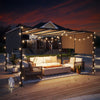 Outsunny 3(m) x 4m Metal Pergola with LED Lights, Outdoor Garden Pergola with Sliding Roof, Solar Powered, for BBQ,√Ç Lawn, Dark Grey