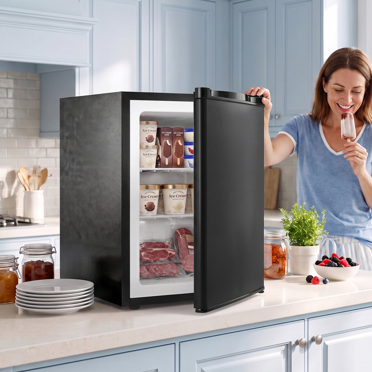 HOMCOM 60L Tabletop Mini Freezer in Black