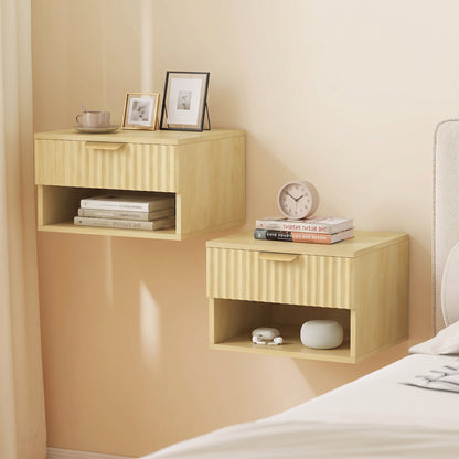 HOMCOM Floating Nightstands Set of 2 in Oak