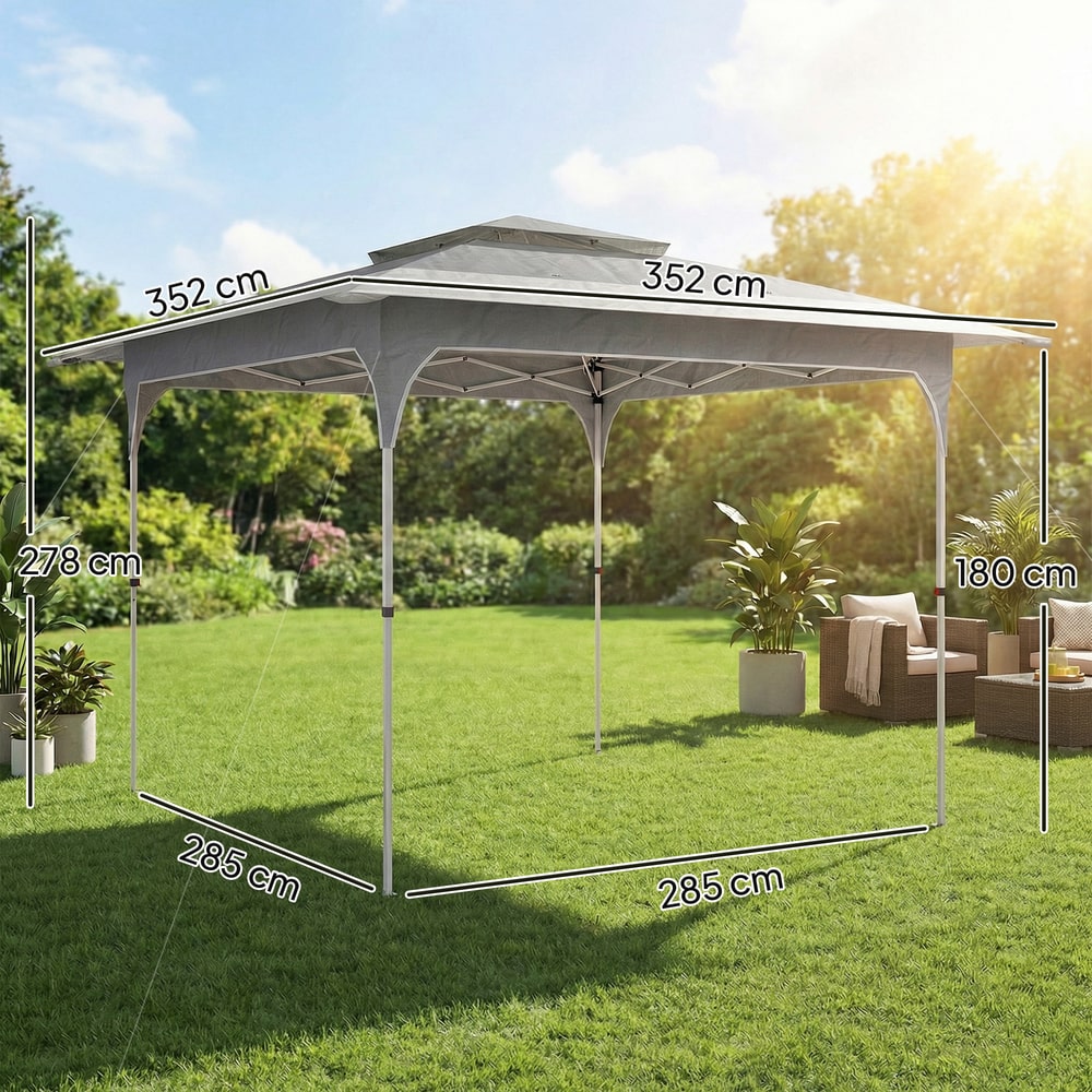 Outsunny Pop Up Gazebo with One-Push Setup in Dark Grey