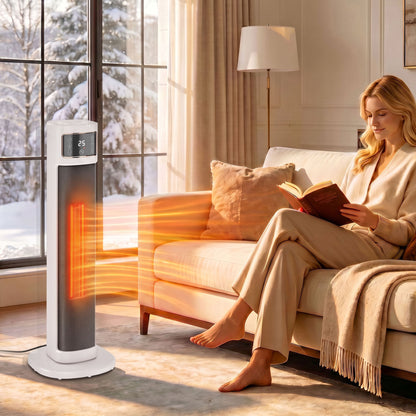 HOMCOM Portable Space Heater, 2000W Ceramic Heater with 4 Modes (Eco Mode), Adjustable Thermostat, Remote, Low Energy