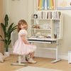 AIYAPLAY Kids Desk Height Adjustable with Tilt-Desktop, Hutch, Drawer, Storage Shelf, Pegboard, for 3-12 Years Old, Natural