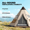 Outsunny 6 Men Tipi Tent with Carry Bag - Khaki