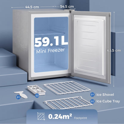HOMCOM 60L Tabletop Mini Freezer in Grey