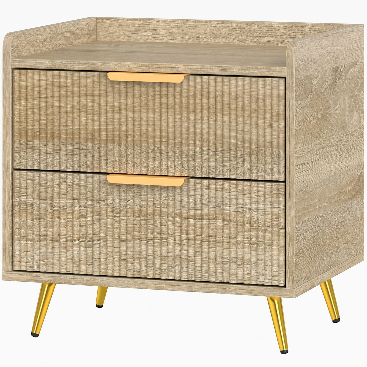 HOMCOM Bedside Table with 2 Drawers in a Natural Wood Finish