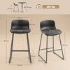 HOMCOM Modern Bar Stools Set of 2, PU Leather Barstools, Counter Height Kitchen Chairs for Breakfast Bars, Dining Room, Black