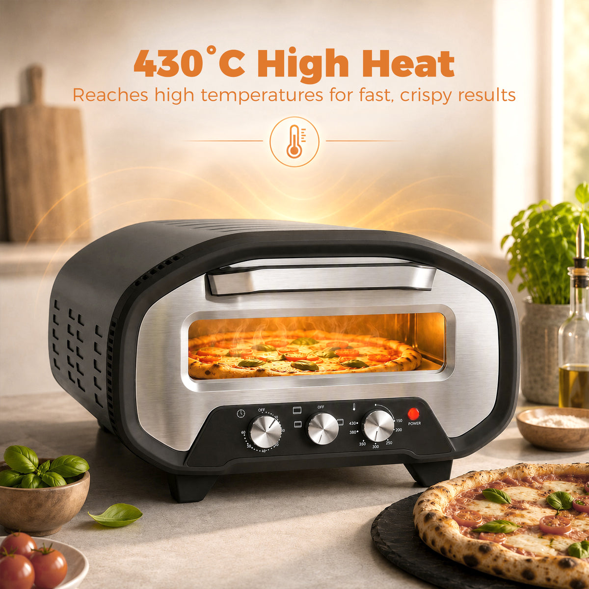 HOMCOM Electric Pizza Oven in Grey
