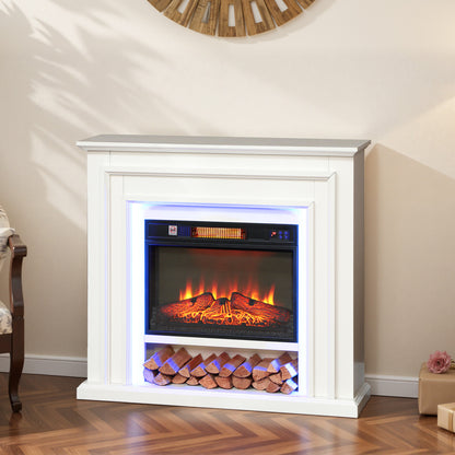 HOMCOM 4777 BTU Multicolour LED Electric Fireplace in White