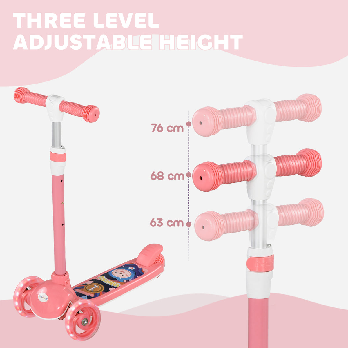 AIYAPLAY Kids 3 Wheel Scooter in Pink