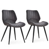 HOMCOM Dining Chairs Set of 2, PU Leather Upholstered Kitchen Chairs with Backs, Moulded Padded Seats and Steel Frame for Dining Room, Grey