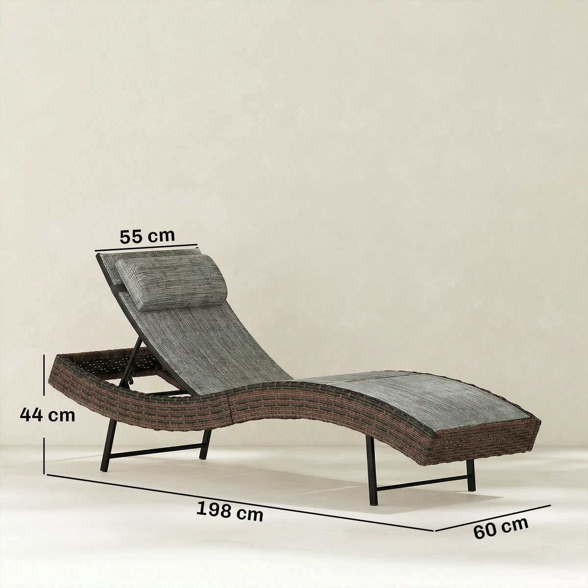 Outsunny Rattan Sun Lounger in Brown