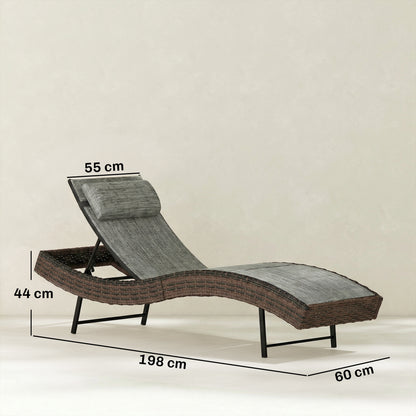 Outsunny Rattan Sun Lounger in Brown