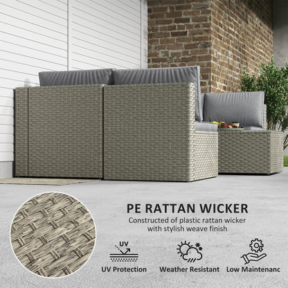 Outsunny Seven-Piece Modular Rattan Set - Light Brown