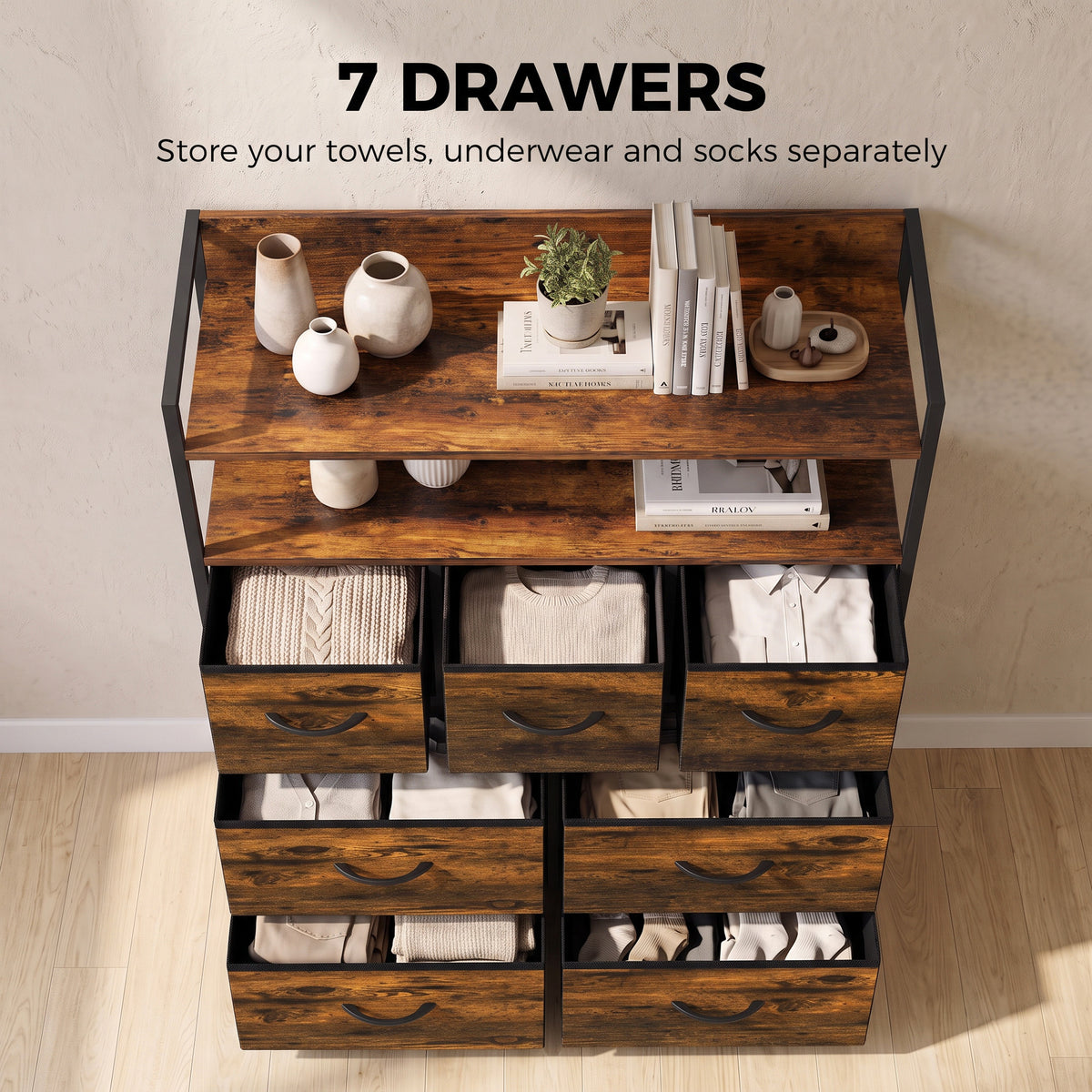 HOMCOM Chest of Drawers in Rustic Brown