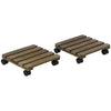 Outsunny 2 Pack Plant Caddy with Wheels, 30 cm Square Wooden Plant Pot Trolley, Pot Caddy for Outdoor Patios, Decks and Indoors, Dark Brown