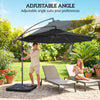 Outsunny 3m Overhanging Parasol, with Base, Weights and Cover - Black